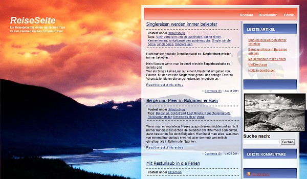 Reiseseite.org Startseite Screenshot