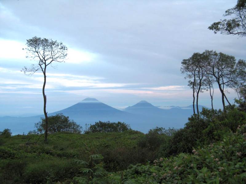 Die Vulkane Sundoro und Sumbing in Indonesien